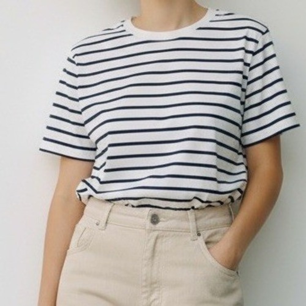 Marine Layer Crew Neck Shirt XS Blue White Stripe Preppy Nautical Tried True